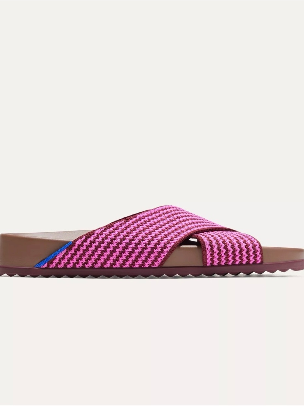 Rothys Brown & Pink Striped The Weekend Slide Women's Size 7 - Picture 2 of 12